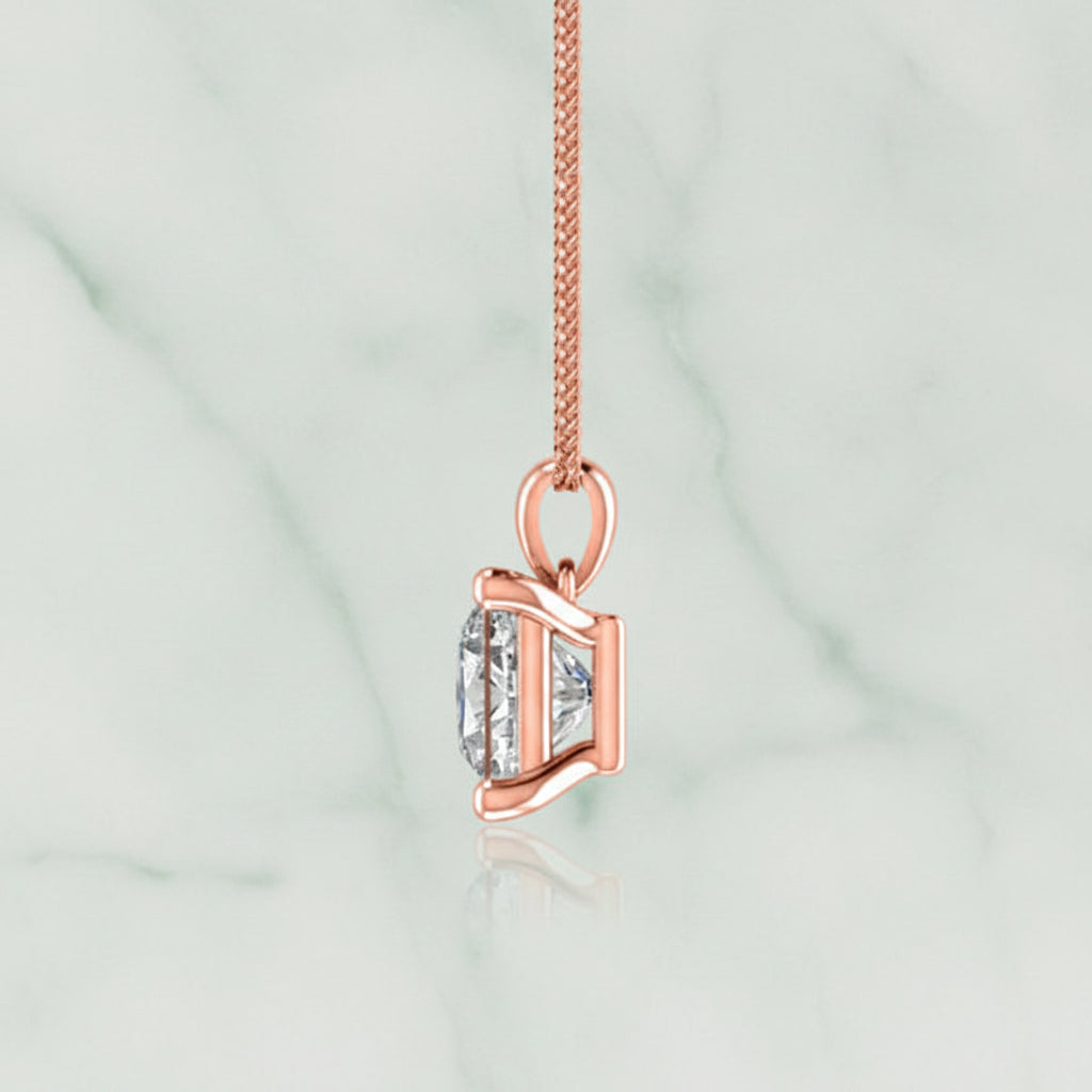 Princess Lab Diamond 4 Claw Drop Pendant