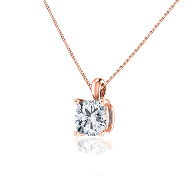 Cushion Cut Lab Diamond 4 Claw Drop Pendant