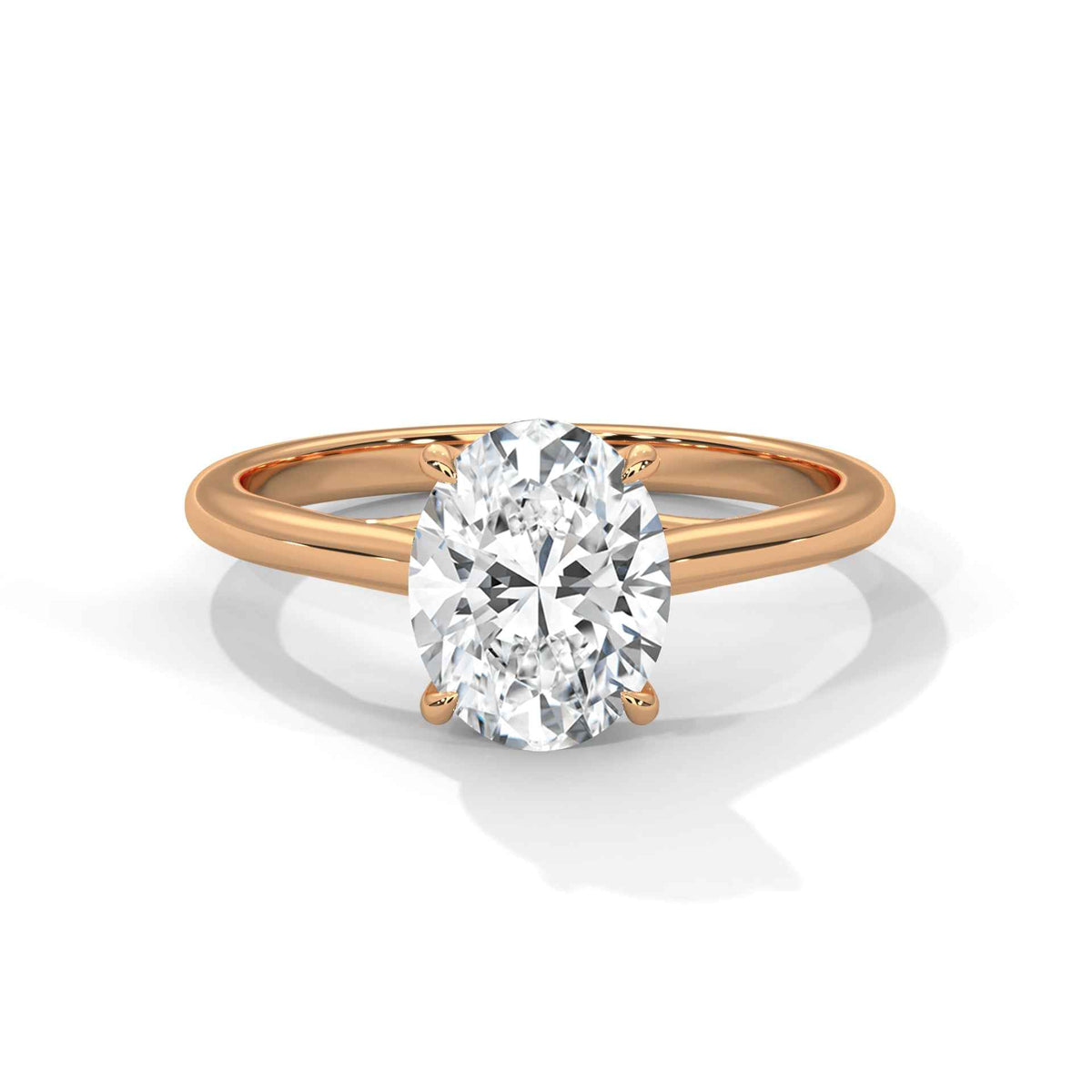 Elegant Oval Cut Solitaire Engagement Ring with Crossover Cathedral Band