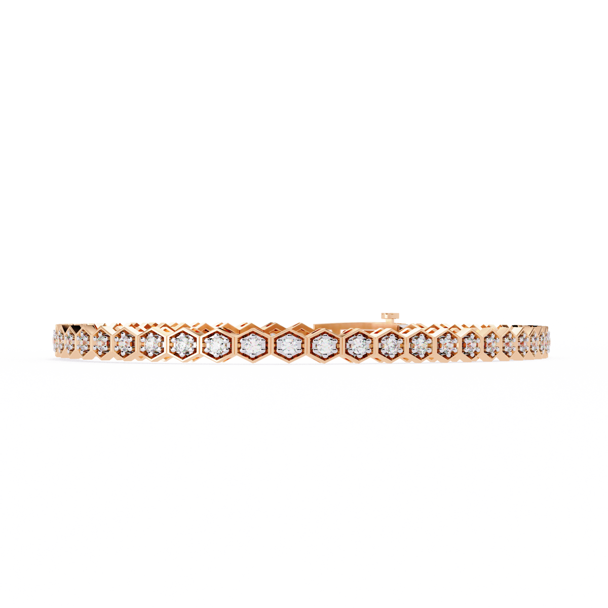 Gold bracelet with diamonds on a white background