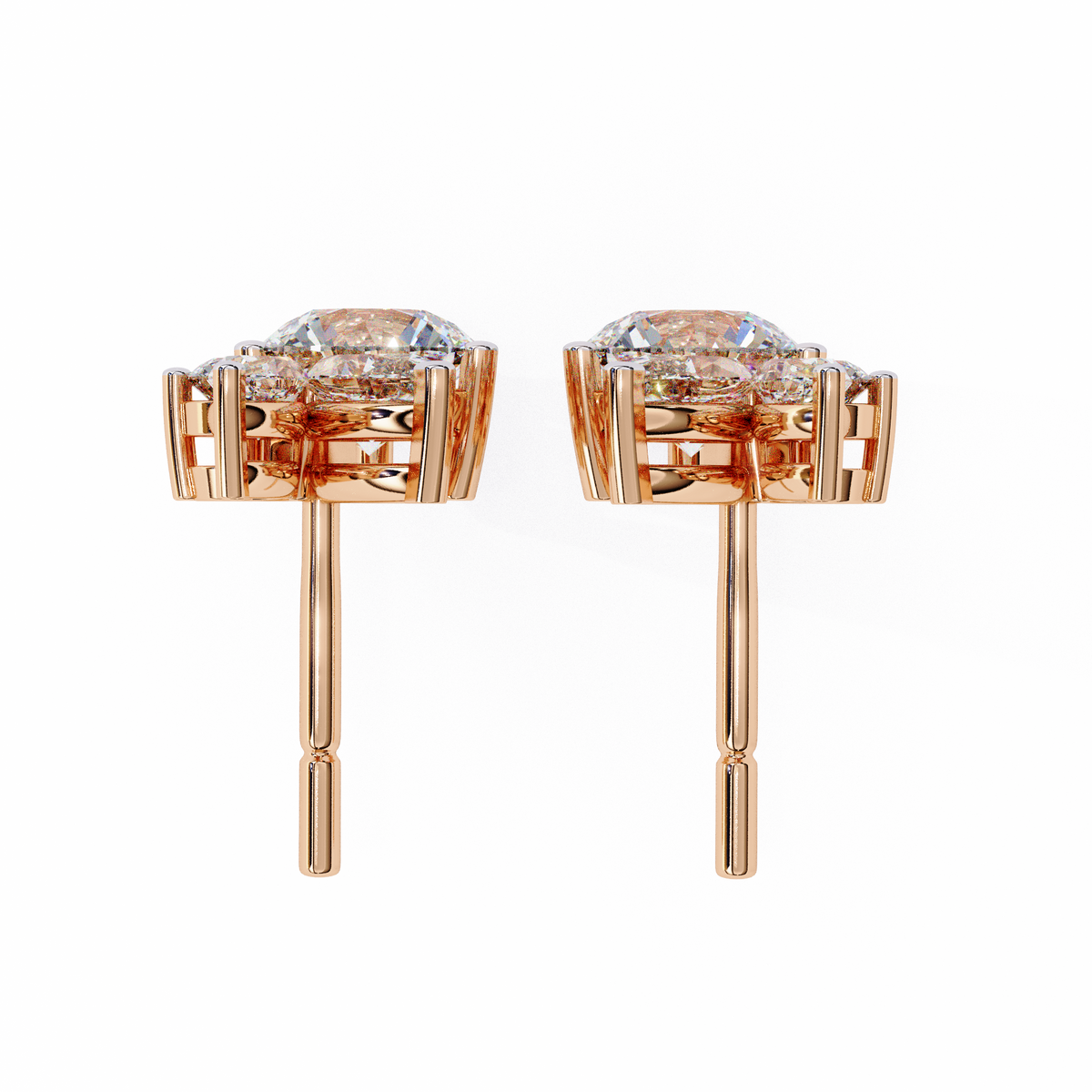 Round & Marquise Lab-Grown Diamond Butterfly Cluster Stud Earrings