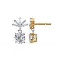 Round & Baguette Lab Grown Diamond Sunburst Drop Earrings 0.86 CT