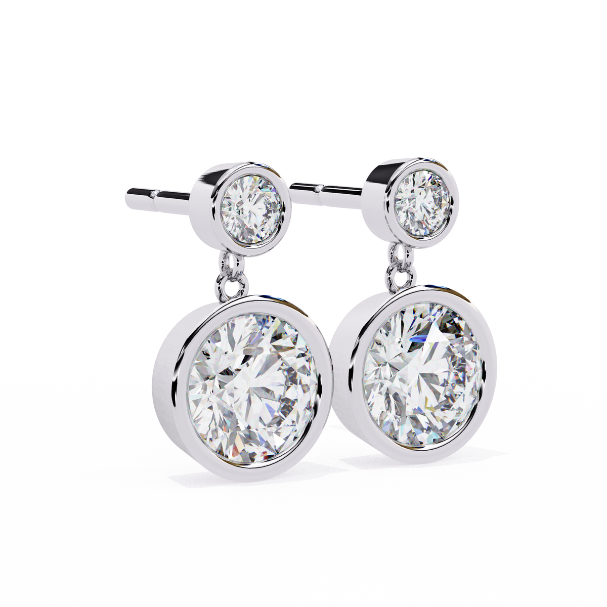 Pair of diamond earrings on a white background