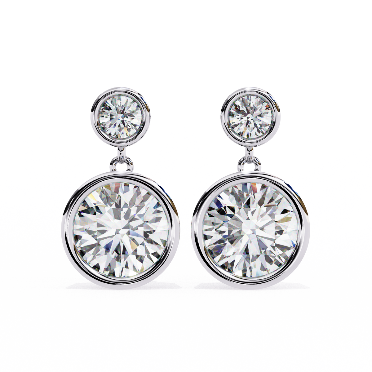 Pair of diamond earrings on a white background