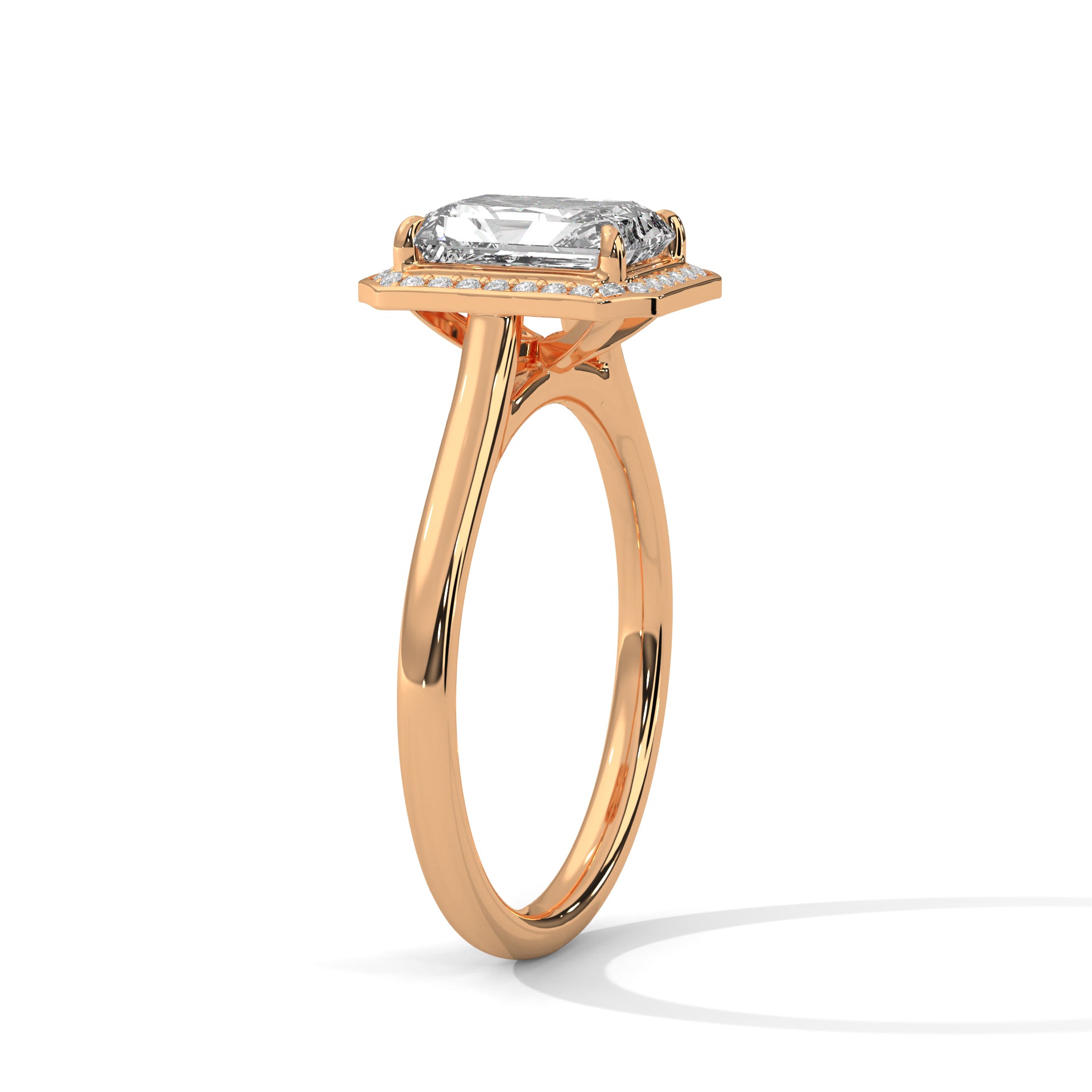 Emerald Cut Halo Engagement Ring