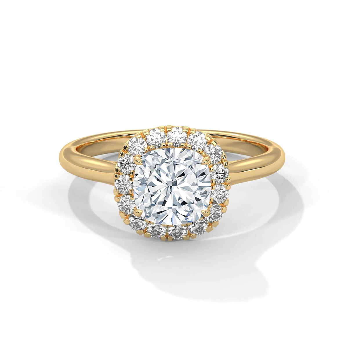 Cushion Cut Lab-Grown Diamond Halo Engagement Ring