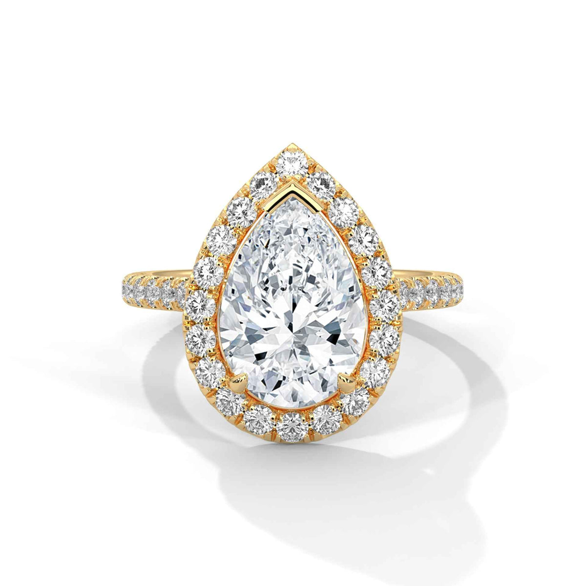 Pear Cut Lab Grown Diamond Halo Micro-Pavé Engagement Ring 3.73 CT