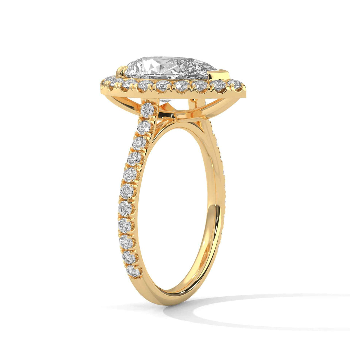 Pear Cut Lab Grown Diamond Halo Micro-Pavé Engagement Ring 3.73 CT