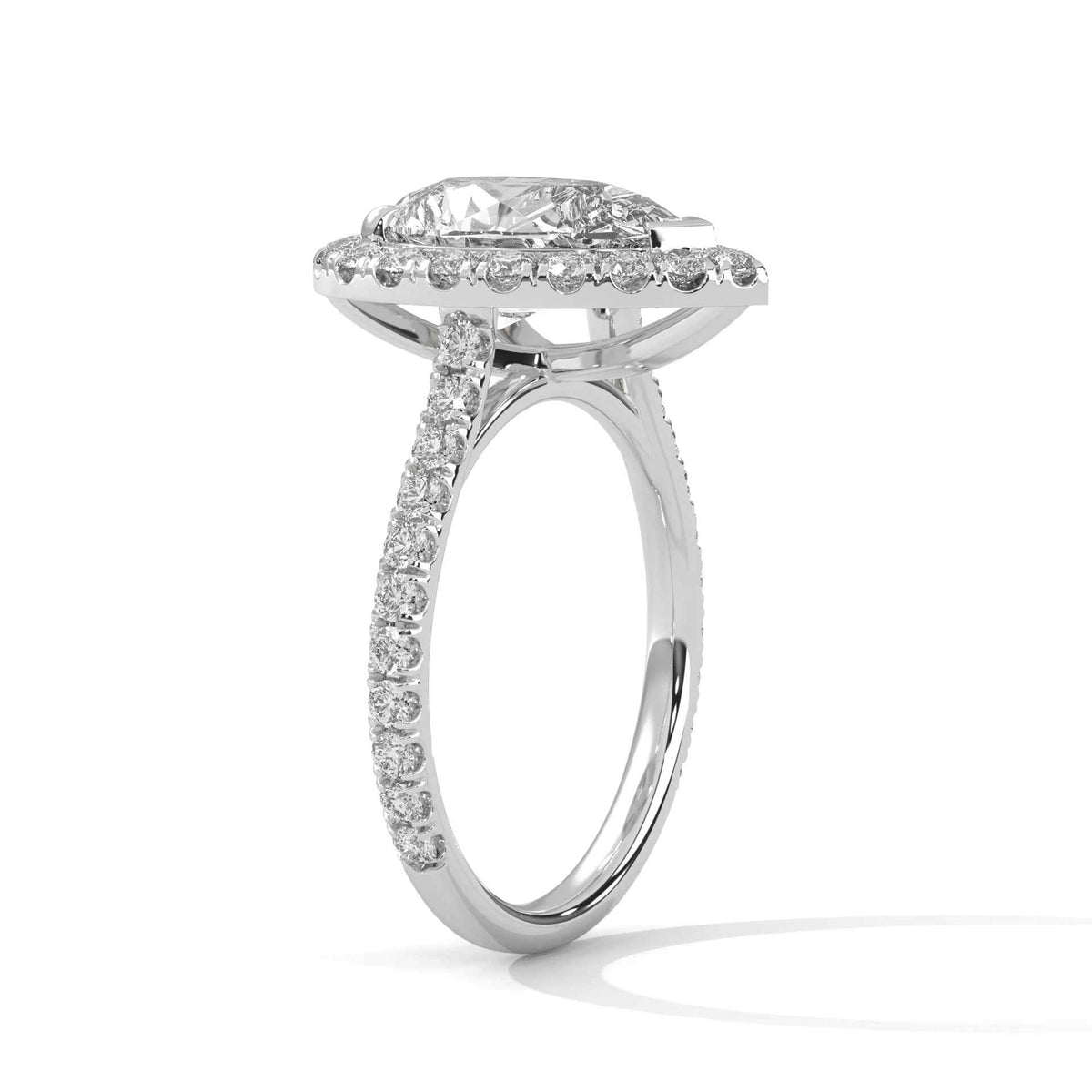 Pear Cut Lab Grown Diamond Halo Micro-Pavé Engagement Ring 3.73 CT