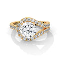 Gold and diamond ring on a white background