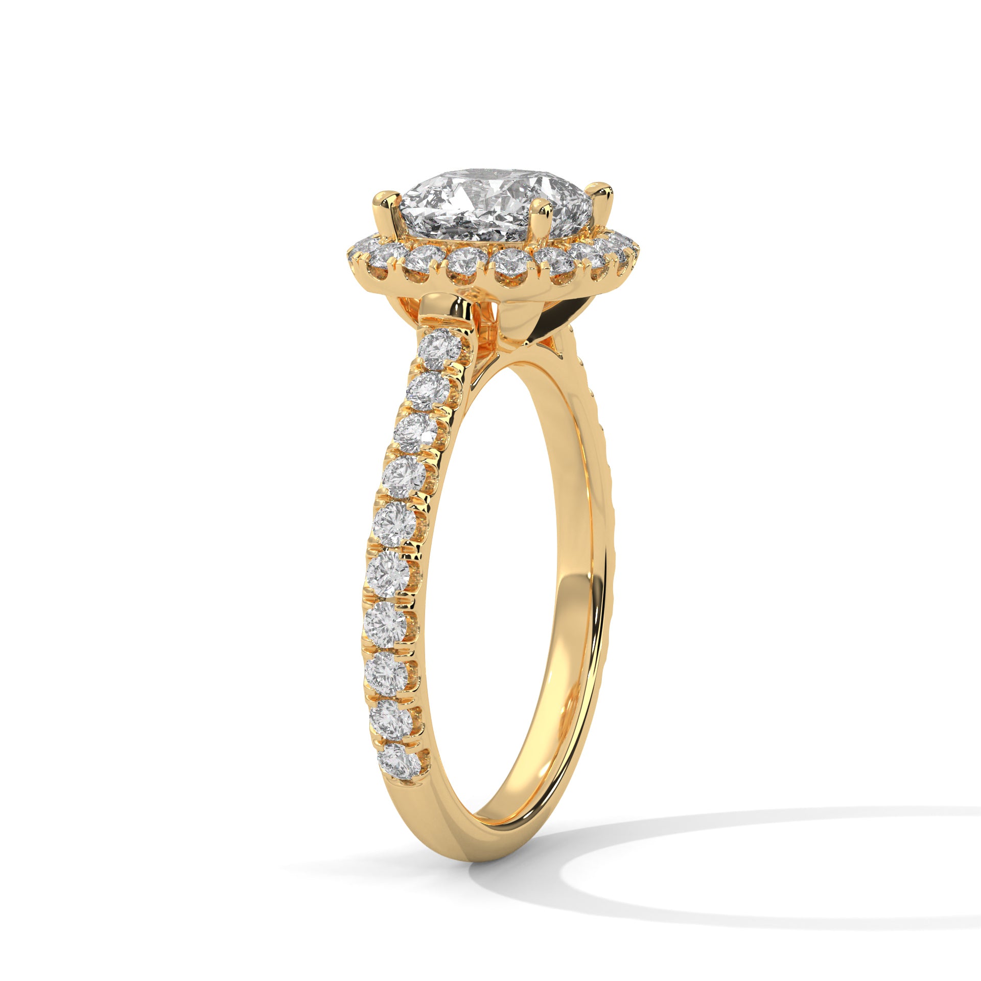 Cushion Halo Cathedral Engagement Ring