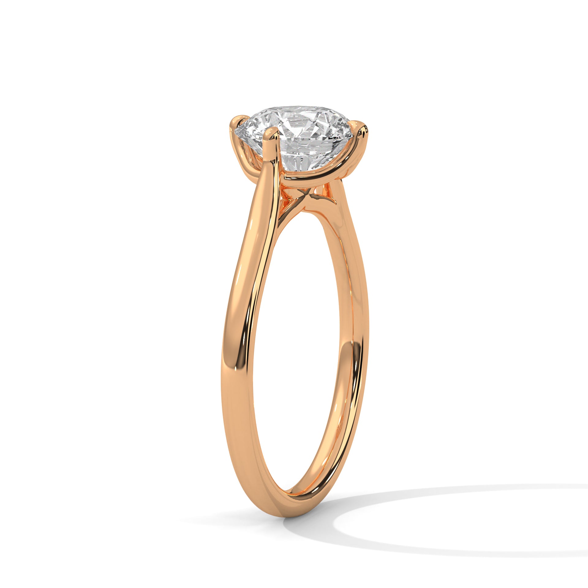 Round Brilliant Solitaire Crossover Engagement Ring