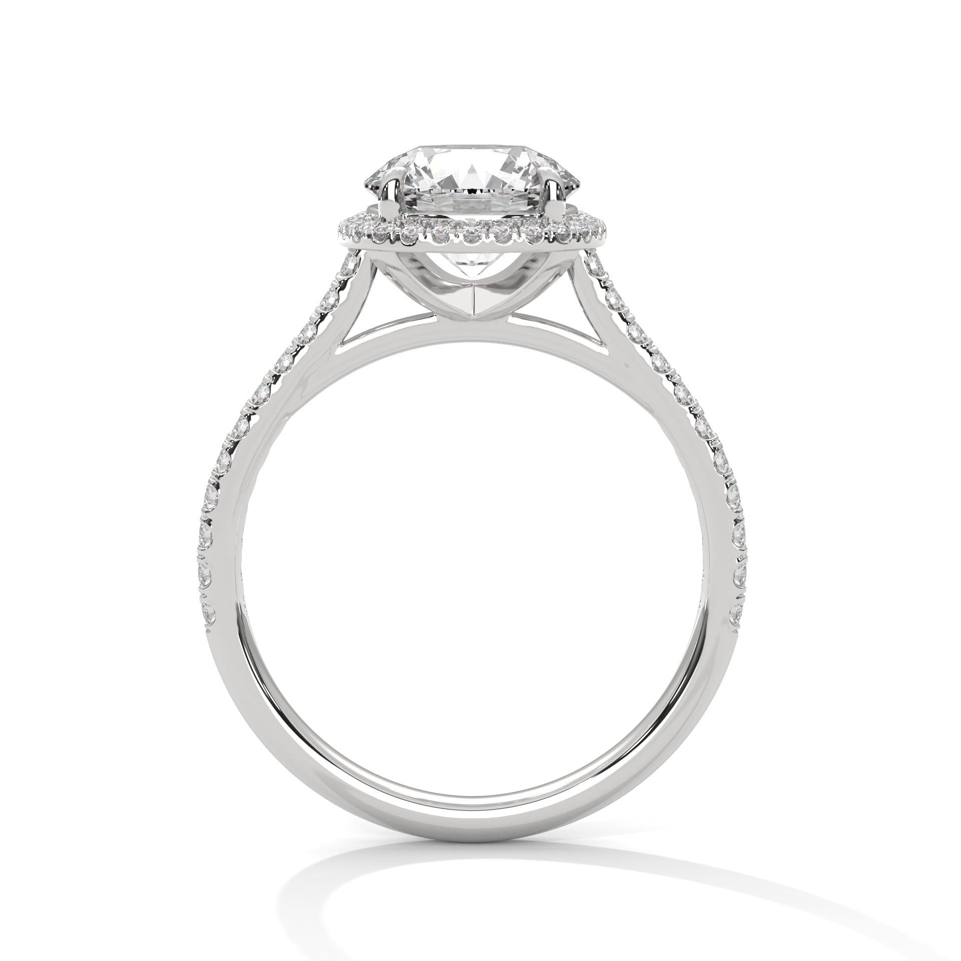 Cushion Halo Round Solitaire Engagement Ring