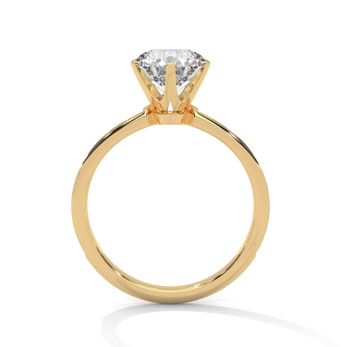 Classic Six-Prong Solitaire Ring with Delicate Micro-Pavé Diamond Band