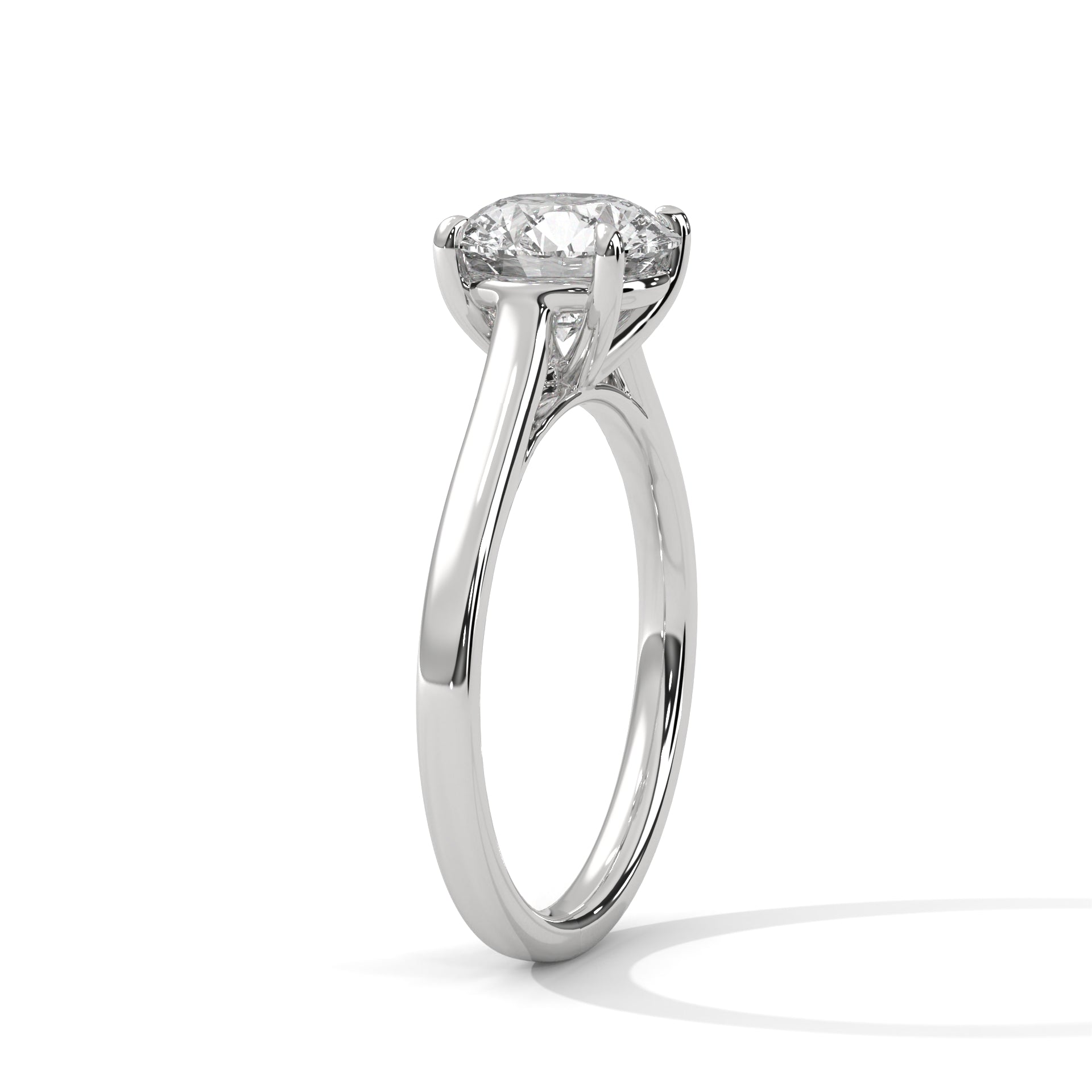 Round Brilliant Cathedral Solitaire Engagement Ring