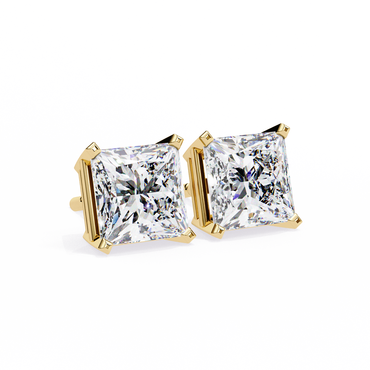 Princess Cut Lab Grown Diamond Solitaire Stud Earrings 3.04 CT