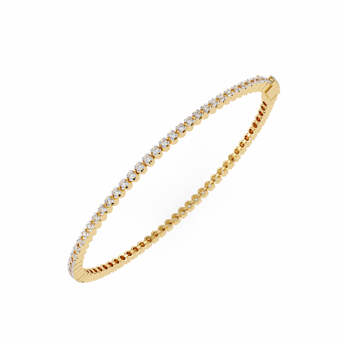 Gold bracelet with clear stones on a white background