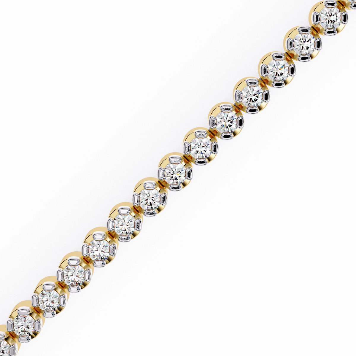 Gold and silver bracelet with diamonds on a white background