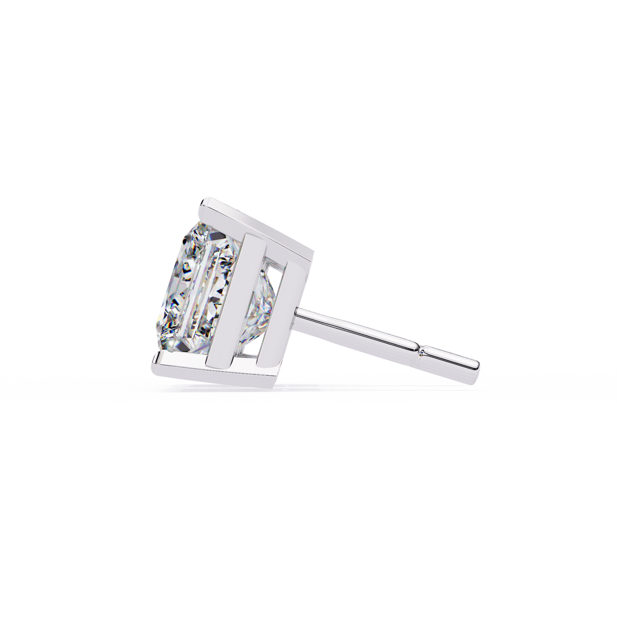 Single stud earring with a diamond on a white background