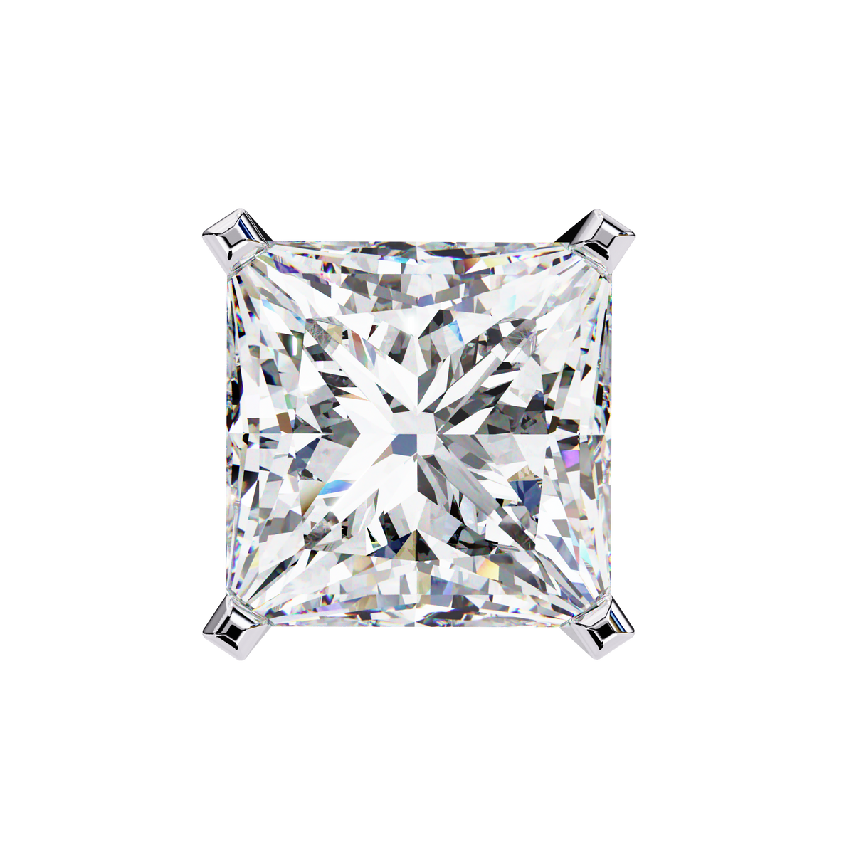 Princess cut diamond on a white background