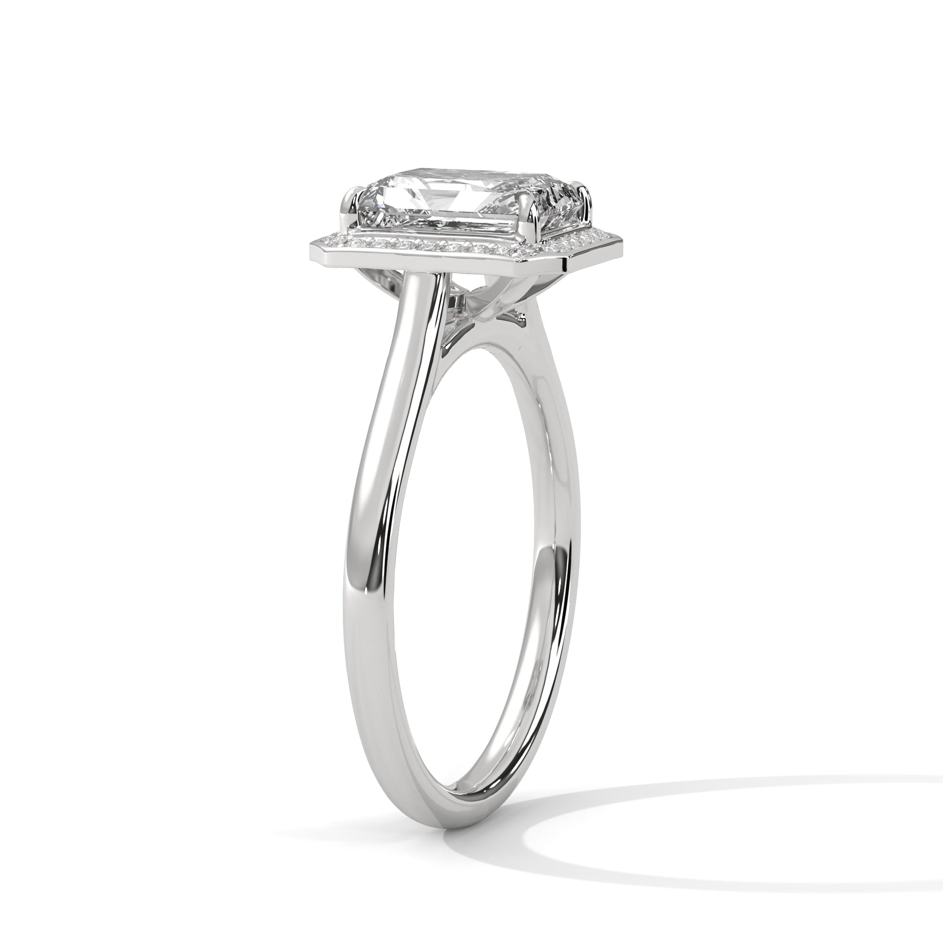Emerald Cut Halo Engagement Ring