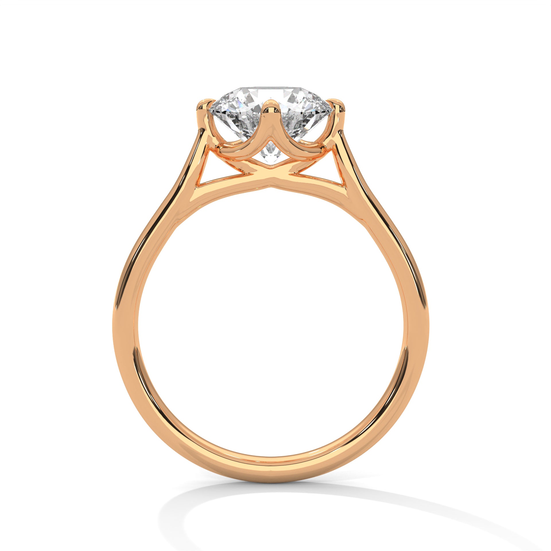 Round Brilliant Solitaire Crossover Engagement Ring