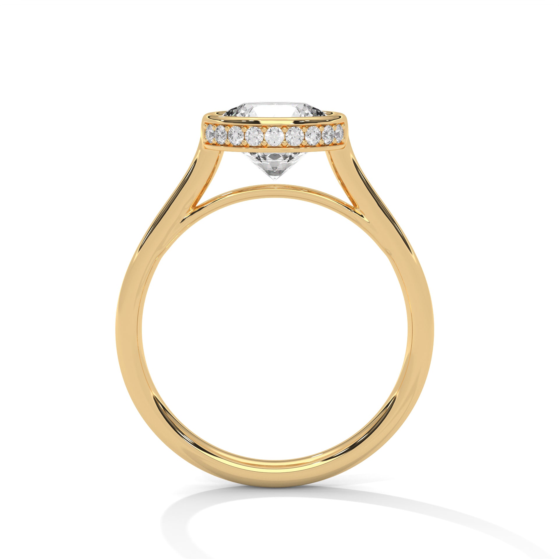Round Bezel Halo Engagement Ring