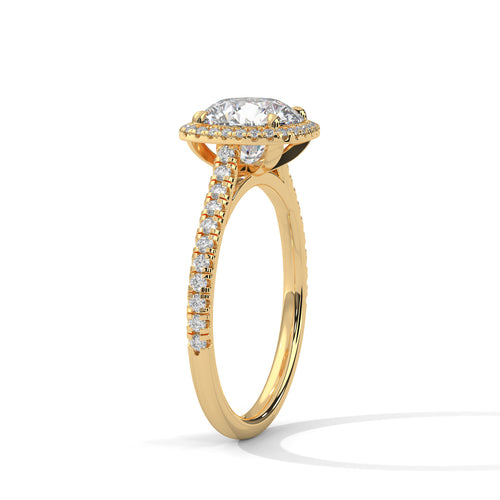 Cushion Halo Round Solitaire Engagement Ring