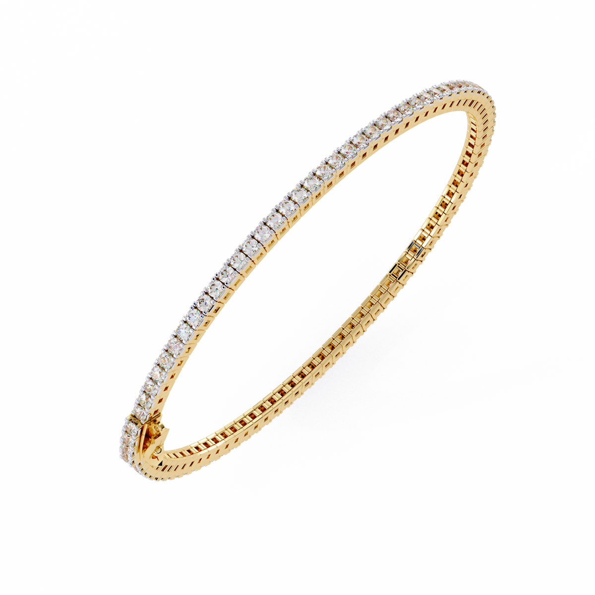 Gold bracelet with clear stones on a white background