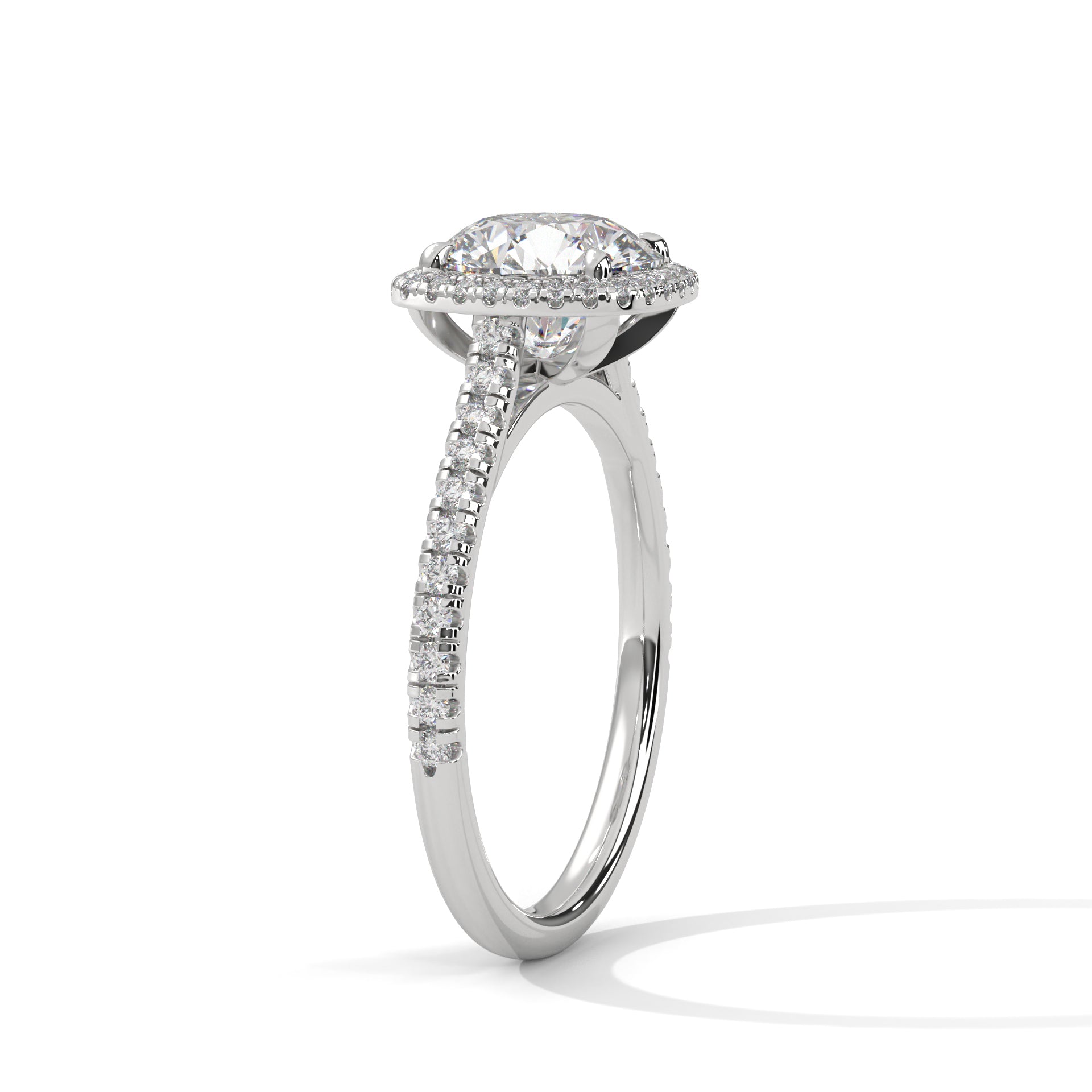Cushion Halo Round Solitaire Engagement Ring