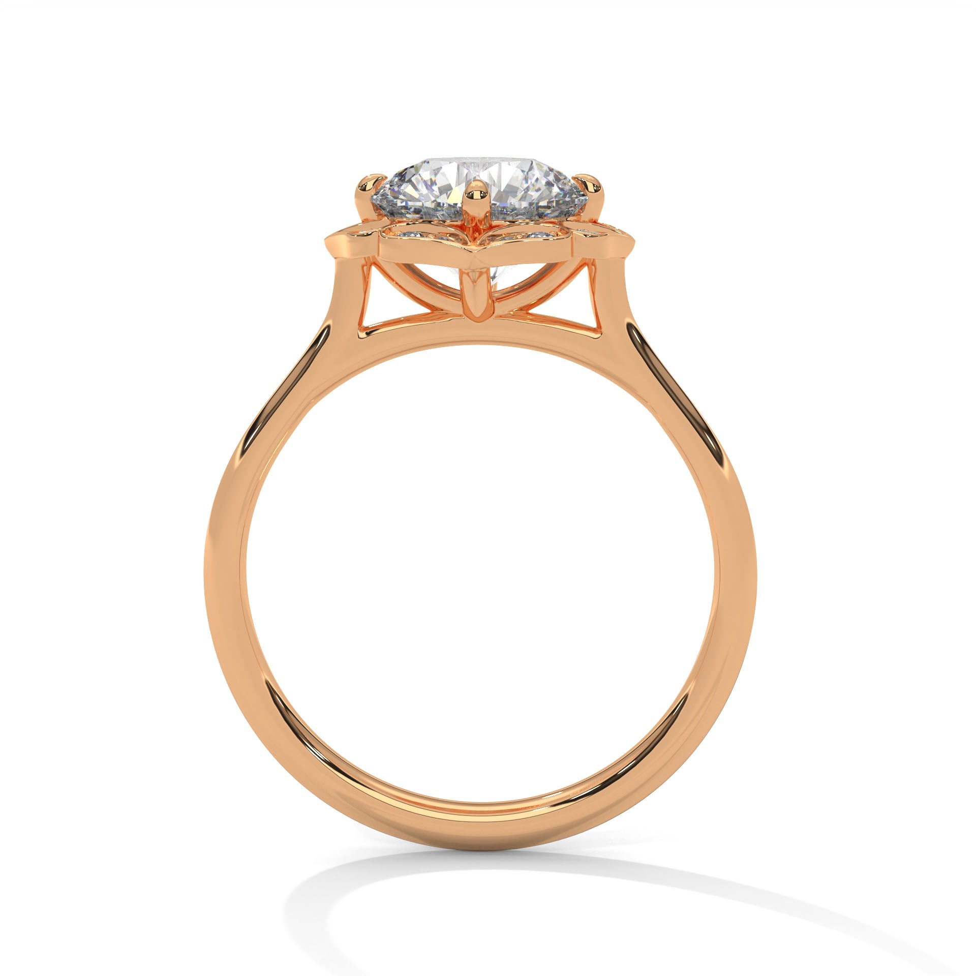 Vintage Floral Halo Round Diamond Engagement Ring