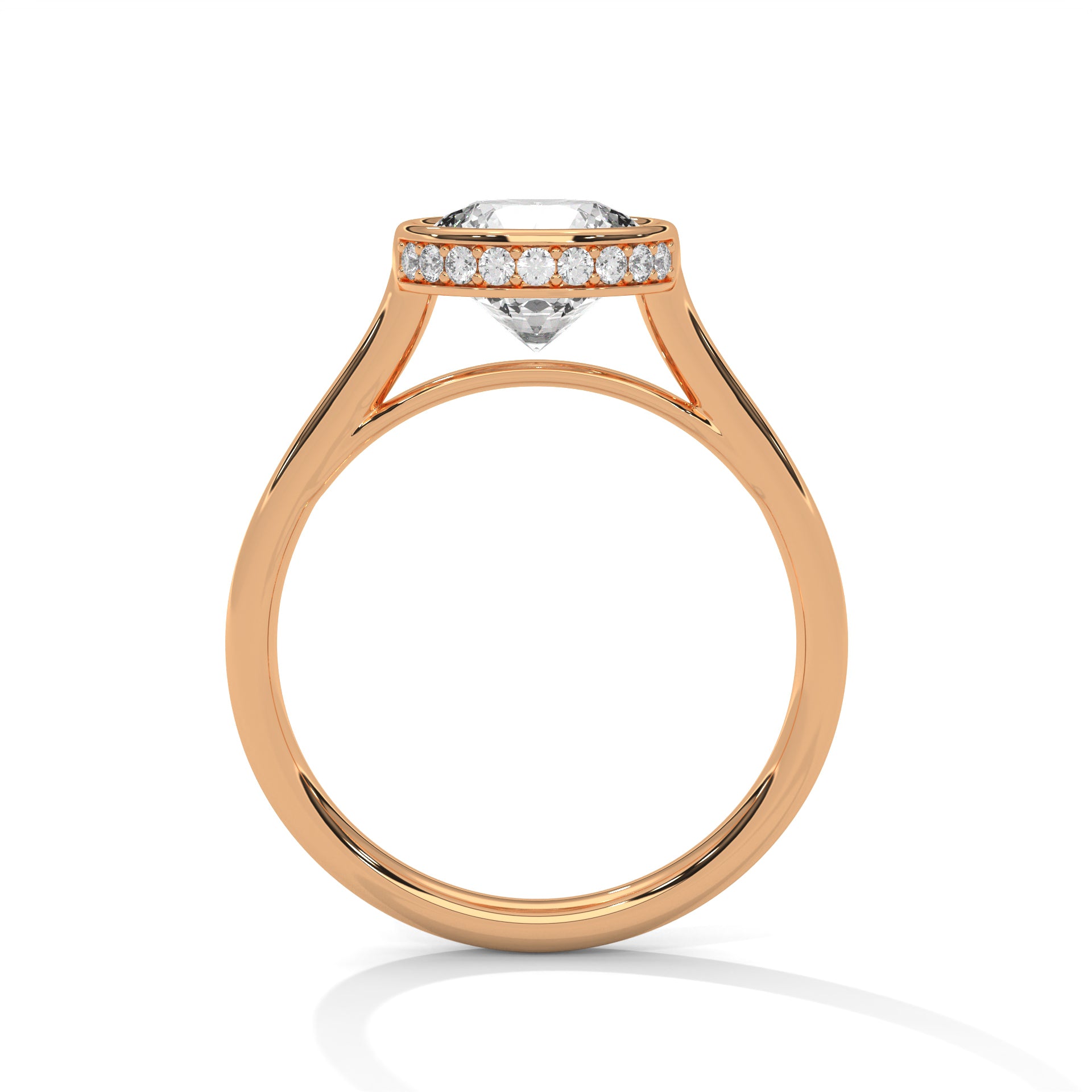 Round Bezel Halo Engagement Ring