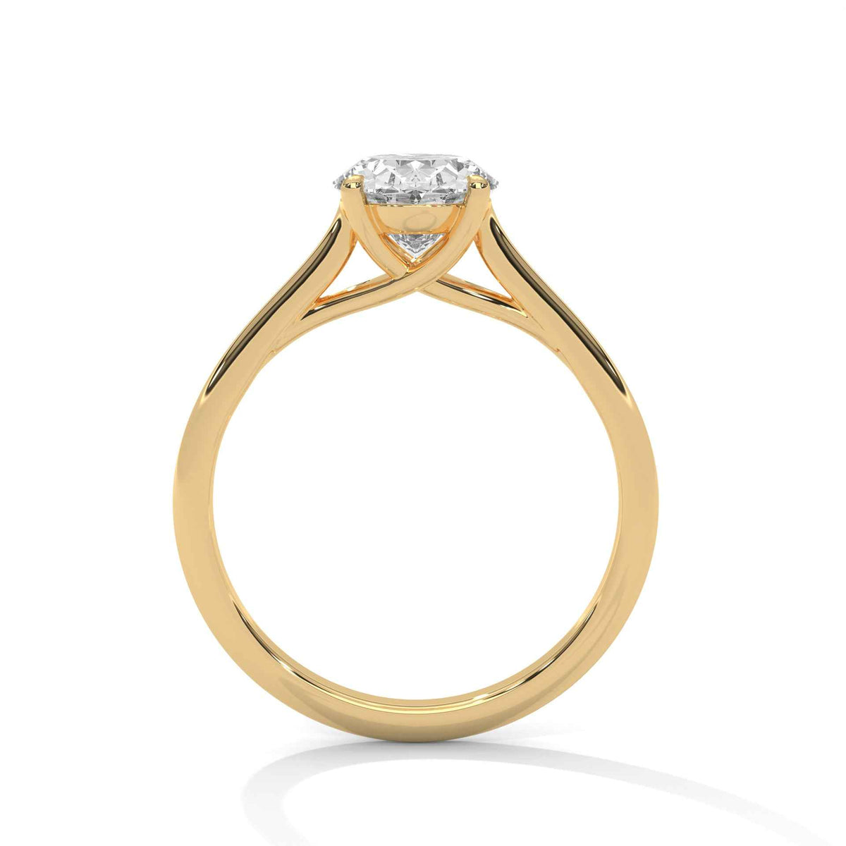 Elegant Oval Cut Solitaire Engagement Ring with Crossover Cathedral Band