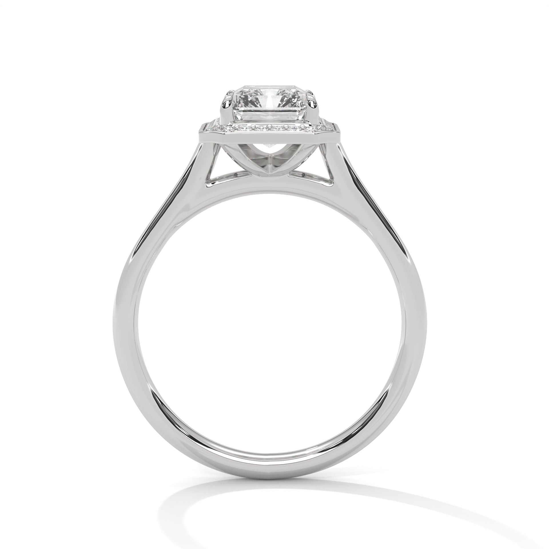 Emerald Cut Halo Engagement Ring
