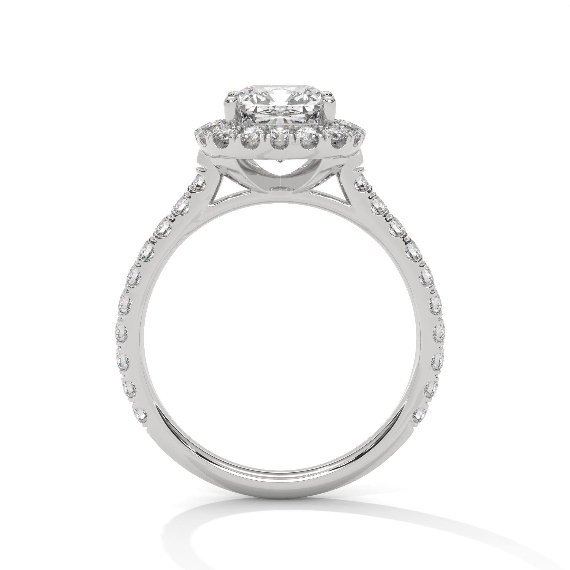 Cushion Halo Cathedral Engagement Ring
