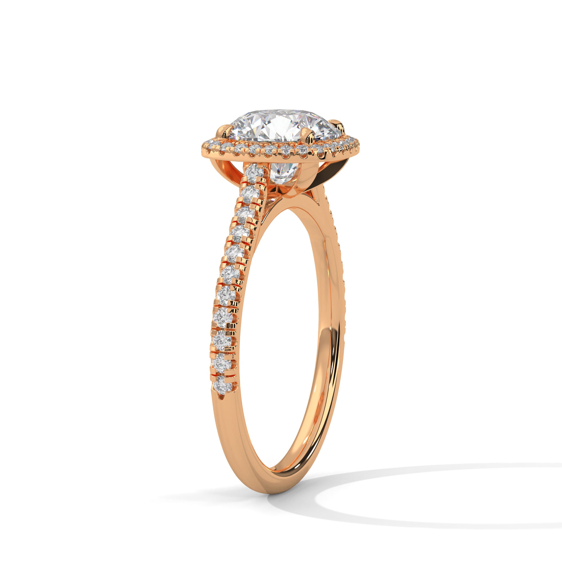 Cushion Halo Round Solitaire Engagement Ring