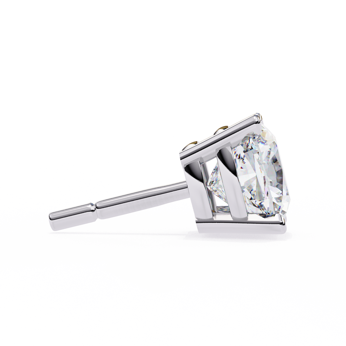 Diamond stud earring on a white background