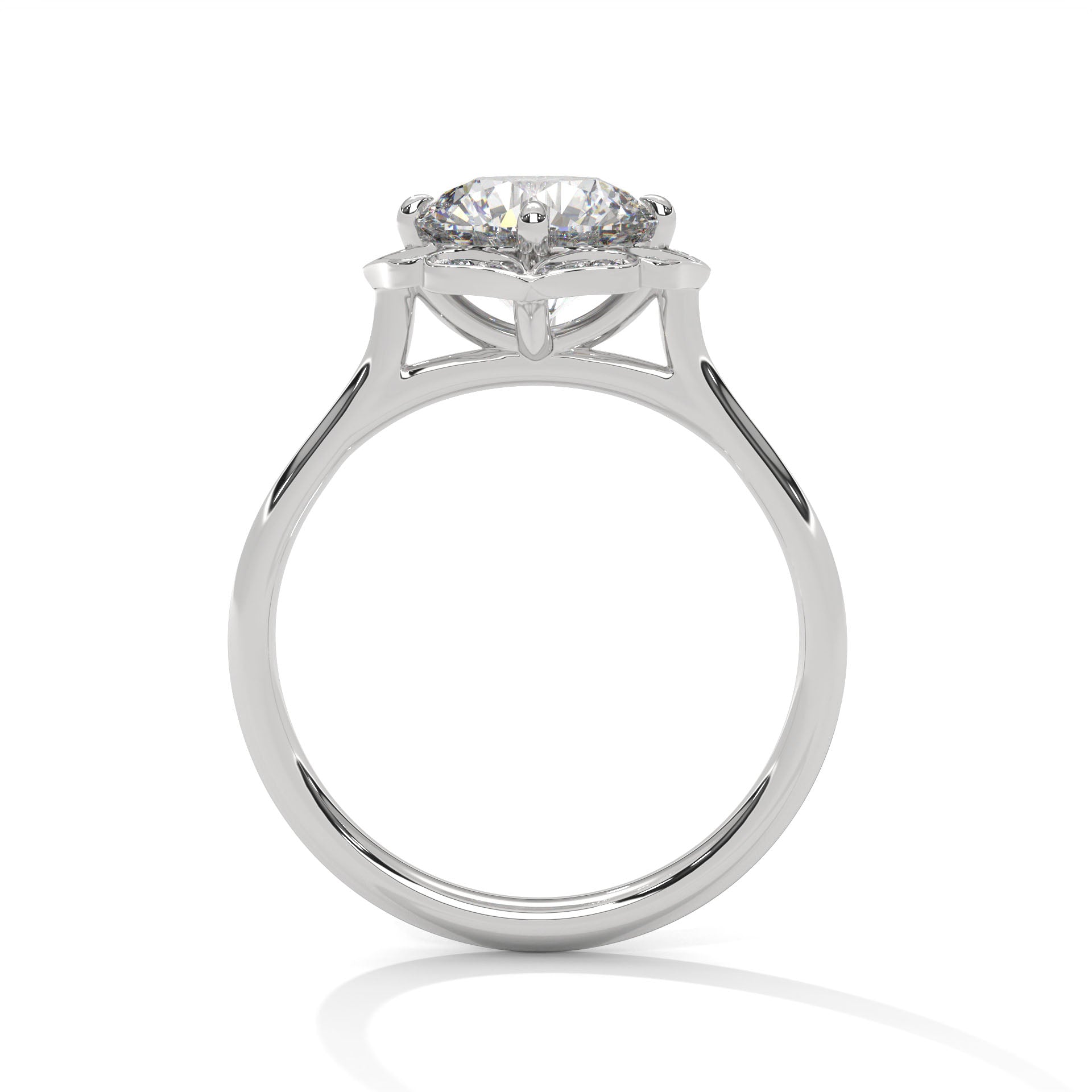 Vintage Floral Halo Round Diamond Engagement Ring