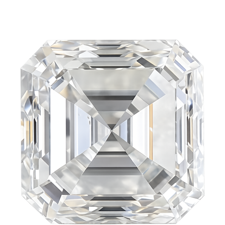 A single square cushion-cut diamond with brilliant faceting, shown in a front-facing view on a solid white background.