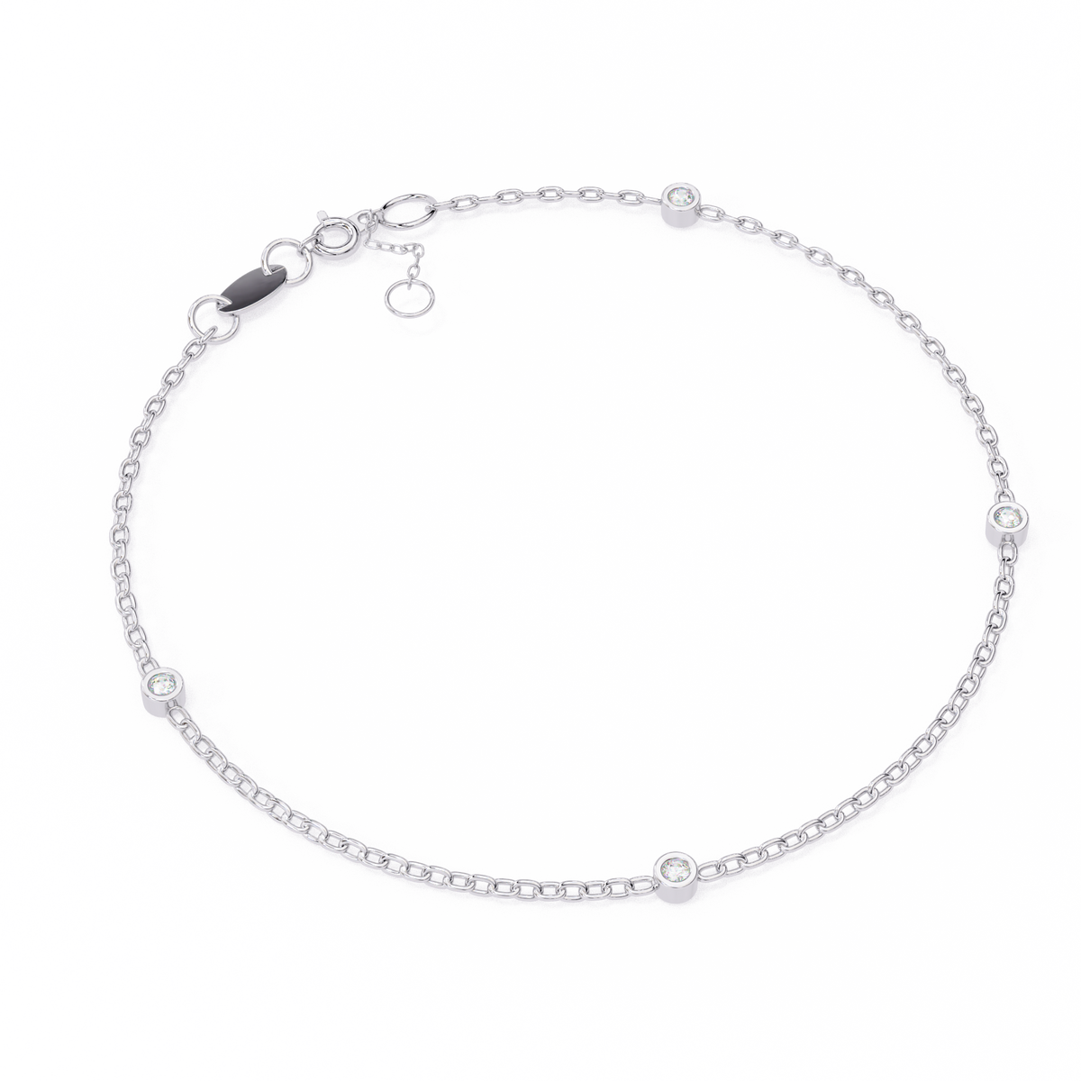 Silver chain bracelet on a white background
