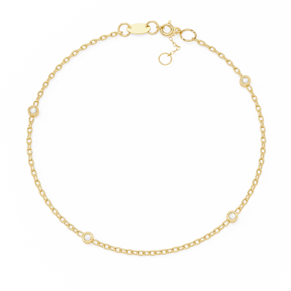 Gold bracelet on a white background