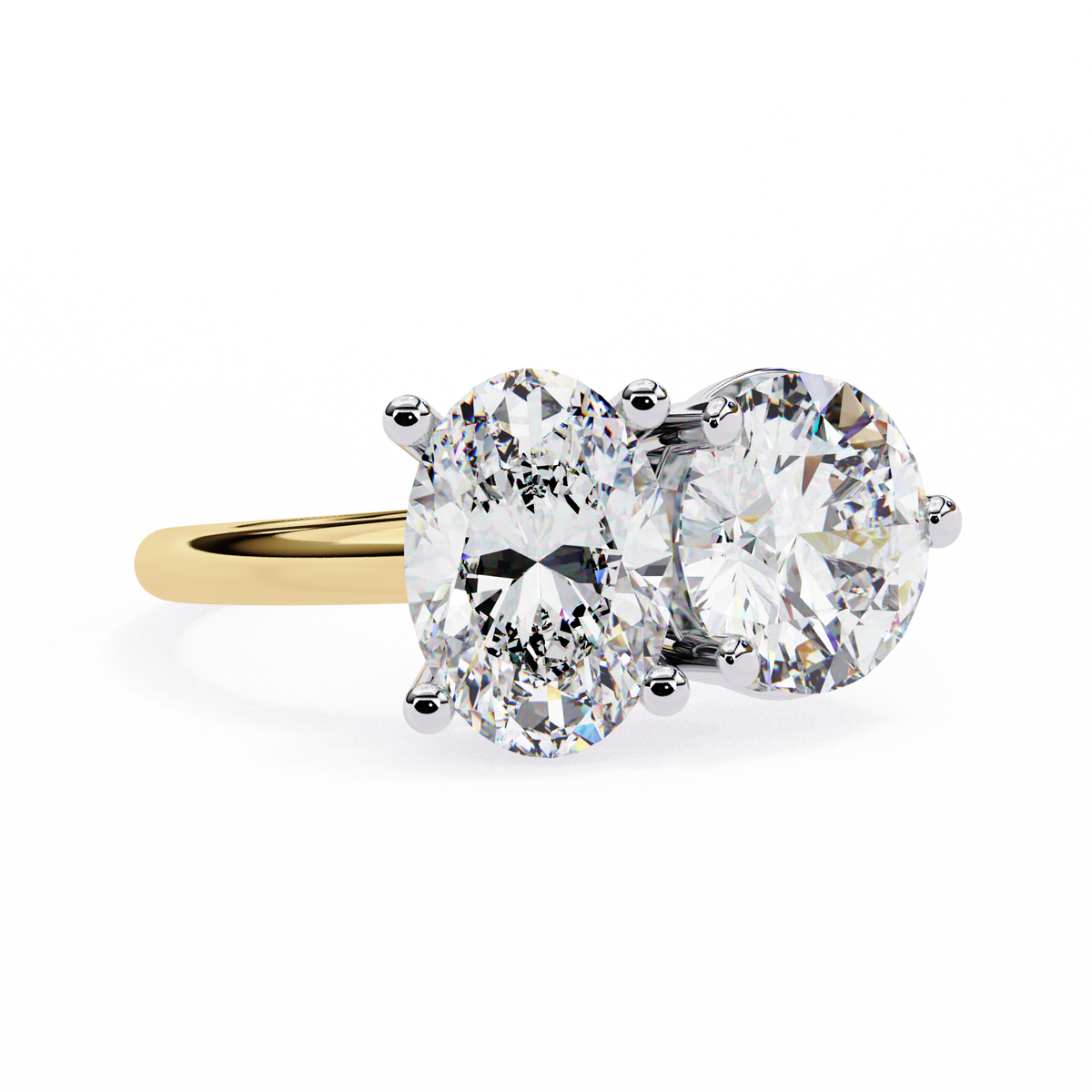Pair of diamond stud earrings on a white background