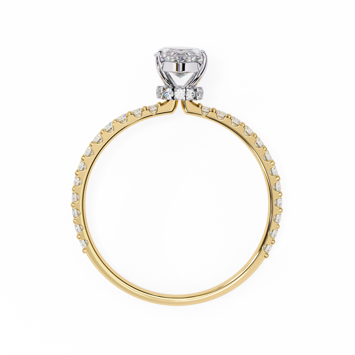 Marquise Lab Grown Diamond Hidden Halo Pavé Engagement Ring