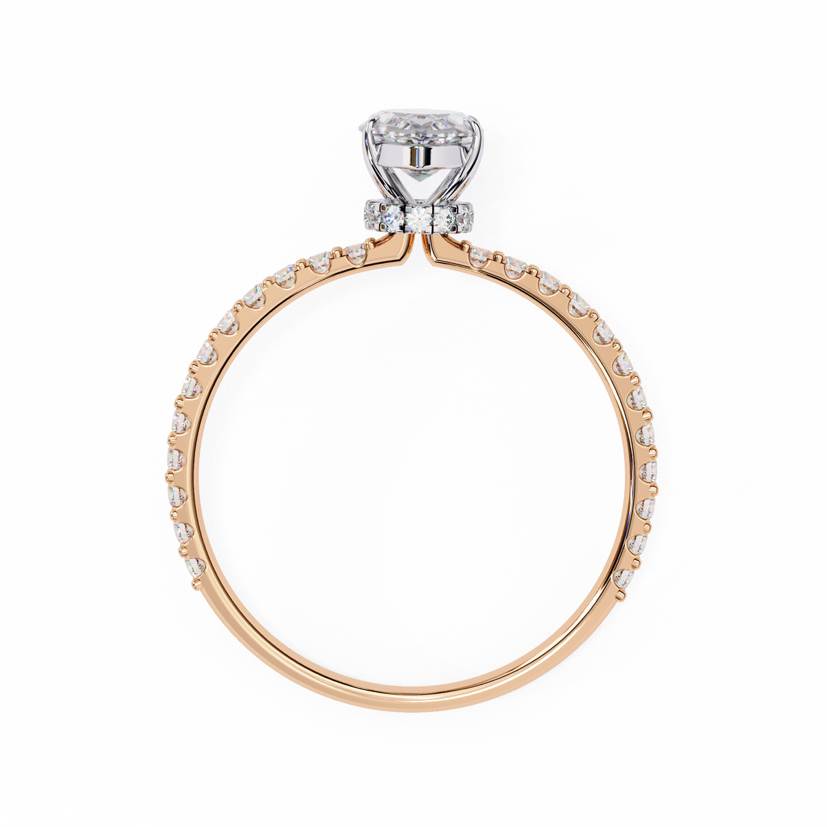 Marquise Lab Grown Diamond Hidden Halo Pavé Engagement Ring
