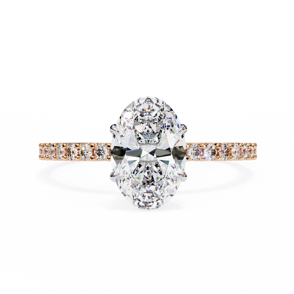 Diamond ring with yellow and white gold band on a white background