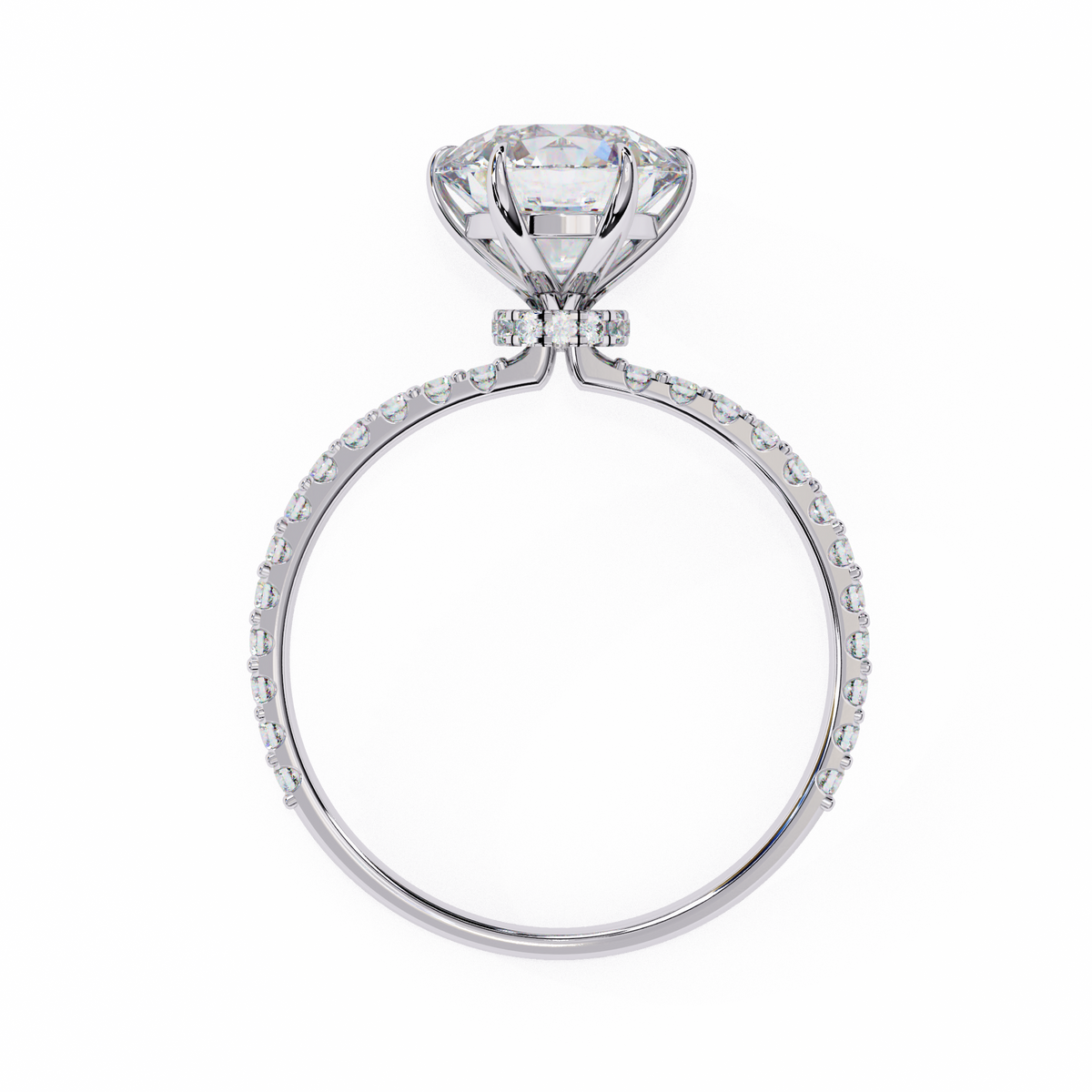 Diamond ring with a clear gemstone on a white background