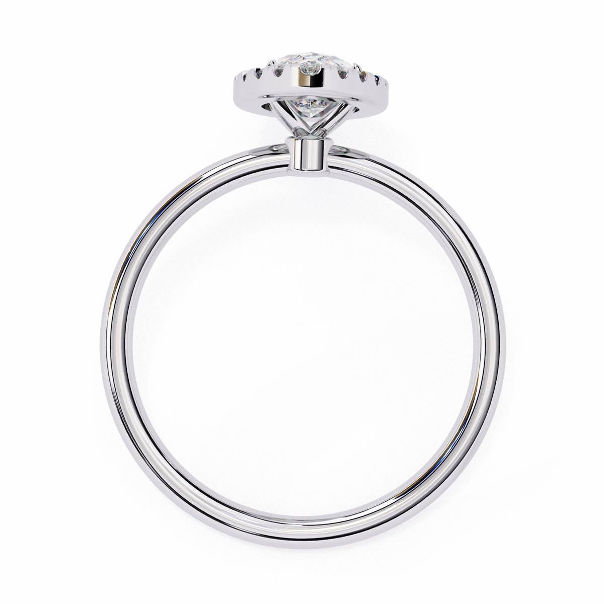 Silver ring with a diamond on a white background