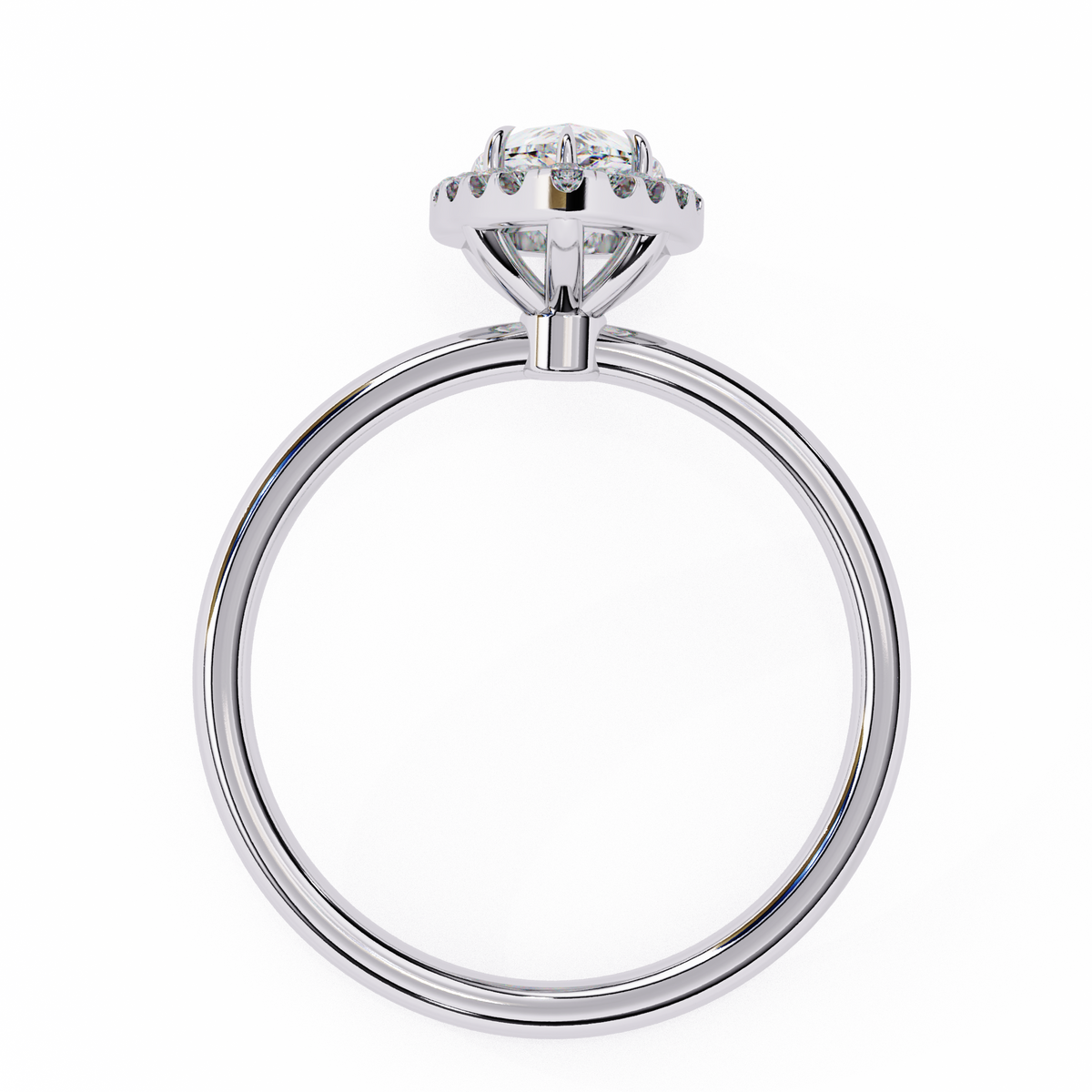 Silver ring with a diamond on a white background