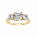 Gold ring with three diamonds on a white background