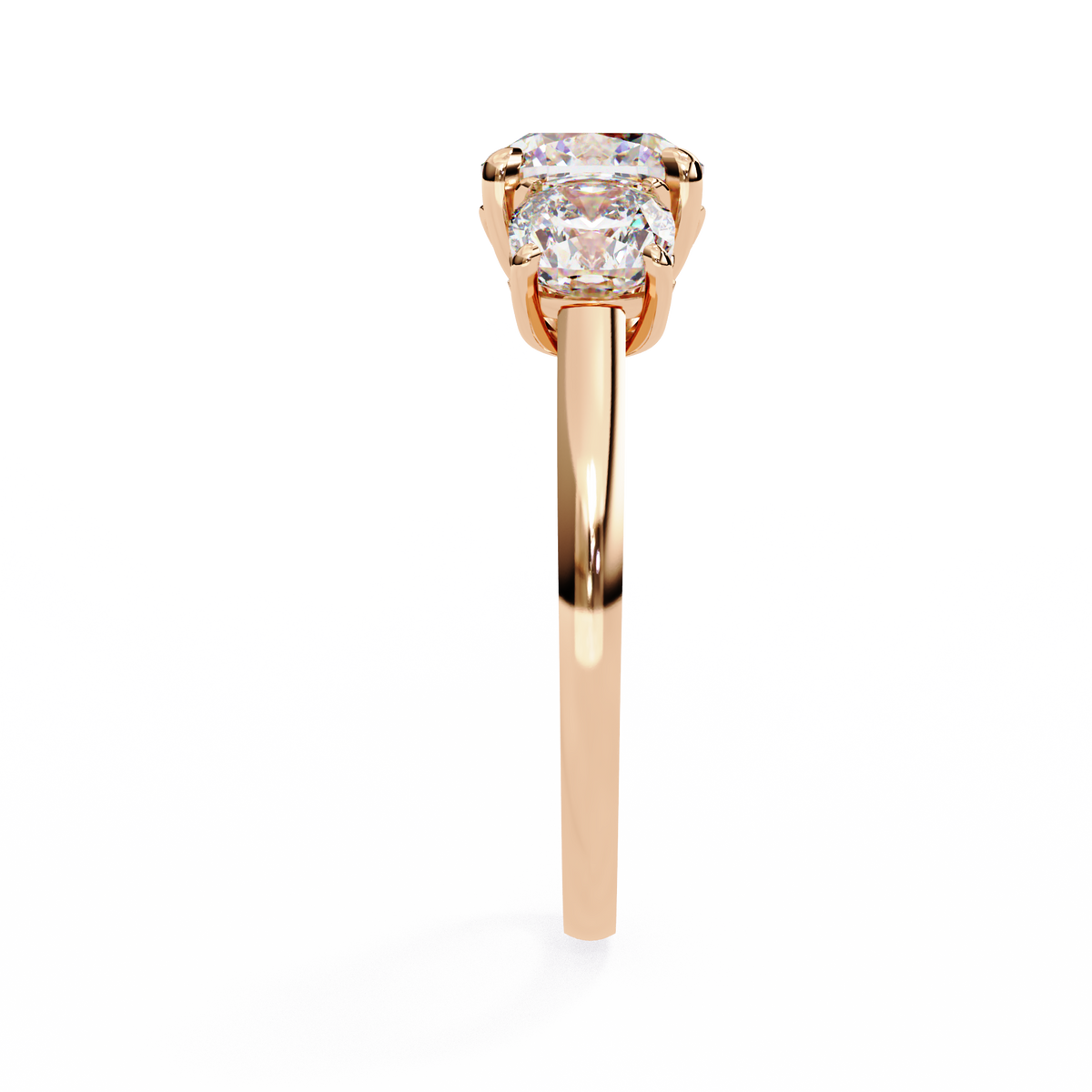 Gold ring with a diamond on a white background